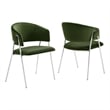 Nella Dining Chair Set of 2 in Moss Green Silver