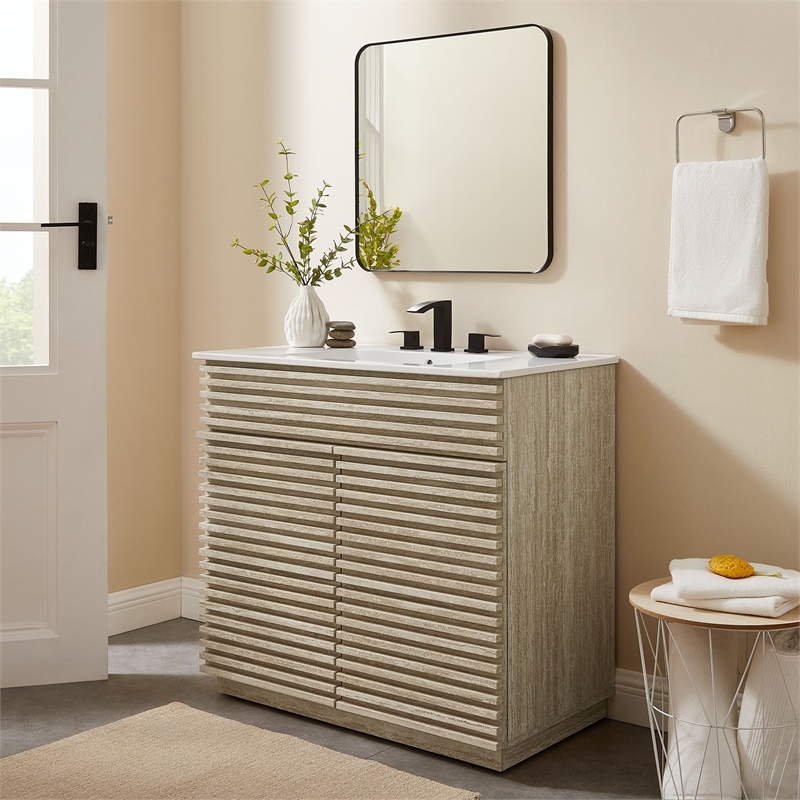 Render Bathroom Vanity With Sink in White