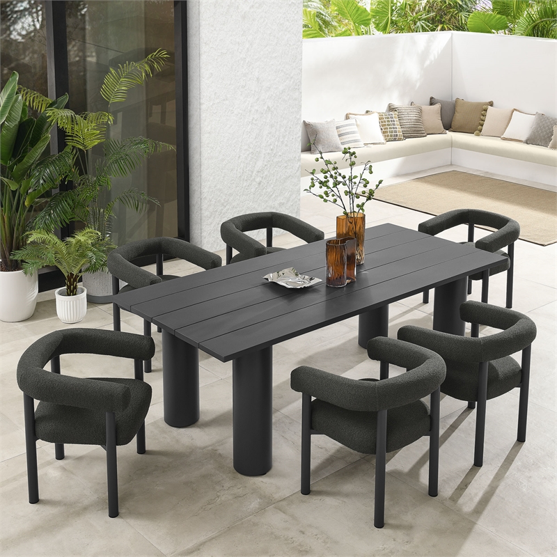 Modway Nautica 7-Piece Dining Table and Chairs Set in Charcoal Graphite