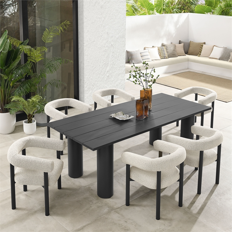 Modway Nautica 7-Piece Dining Table and Chairs Set in Ivory Graphite