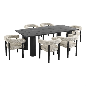 Modway Nautica 7-Piece Dining Table and Chairs Set in Ivory Graphite