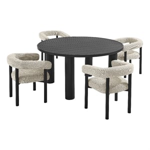 Modway 5-Piece Dining Table and Chairs Set in Ivory Graphite