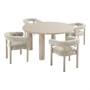 Modway 5-Piece Dining Table and Chairs Set in Ivory Taupe