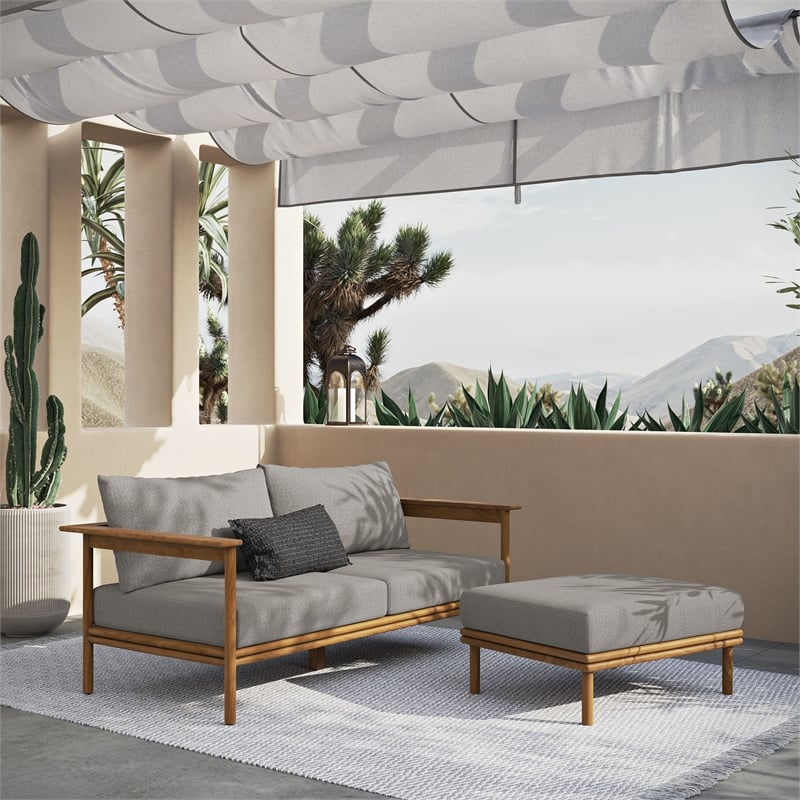 Wren 2-Piece Sofa and Ottoman Set in Natural Driftwood
