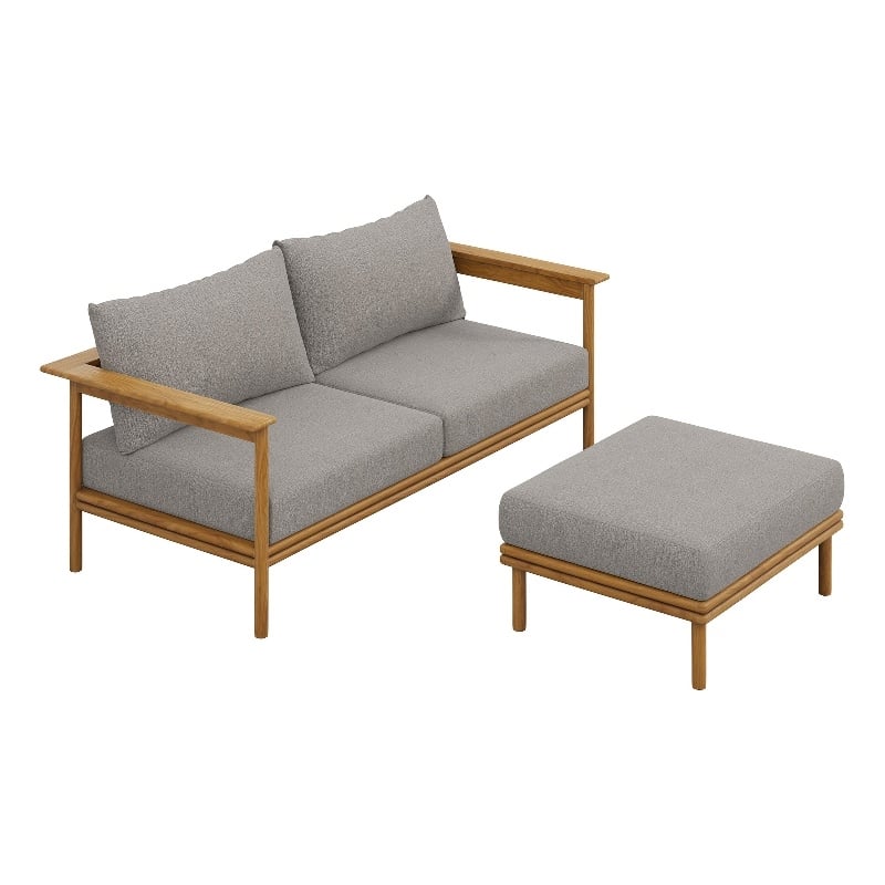 Wren 2-Piece Sofa and Ottoman Set in Natural Driftwood
