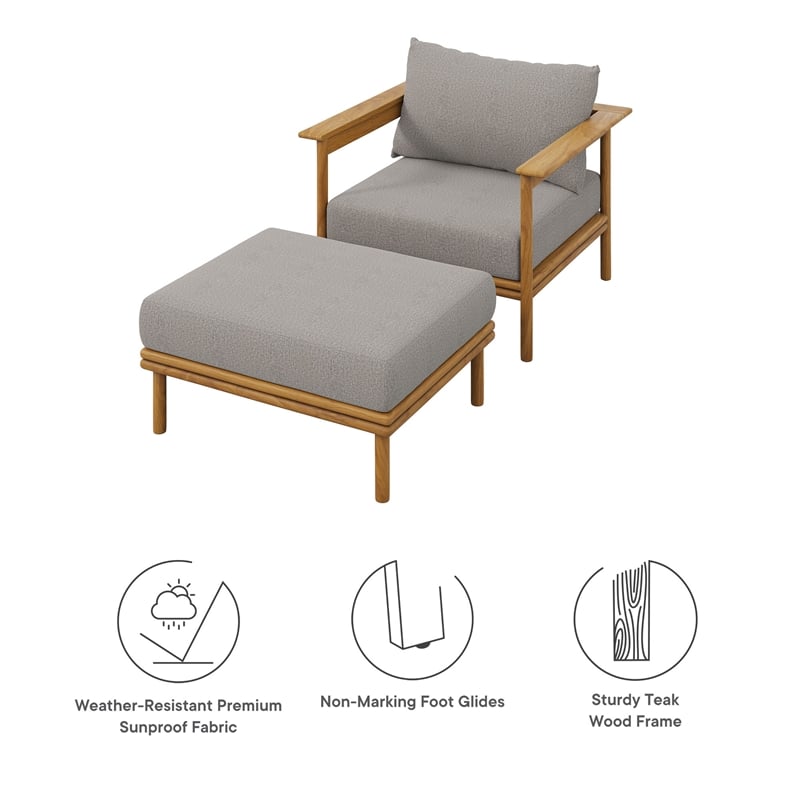 Wren Armchair and Ottoman Set in Natural Driftwood