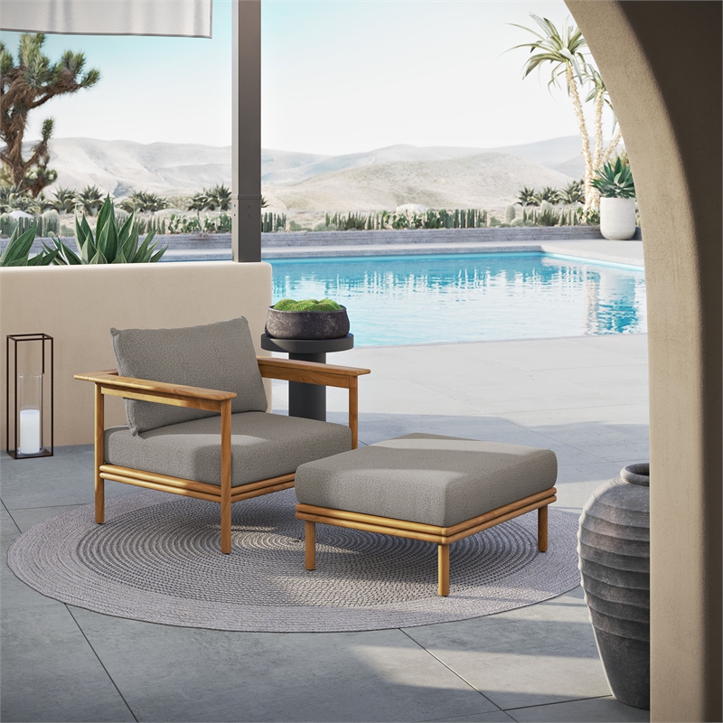 Wren Armchair and Ottoman Set in Natural Driftwood