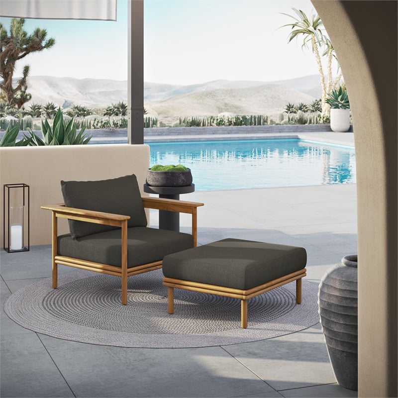 Wren Armchair and Ottoman Set in Natural Flint Gray