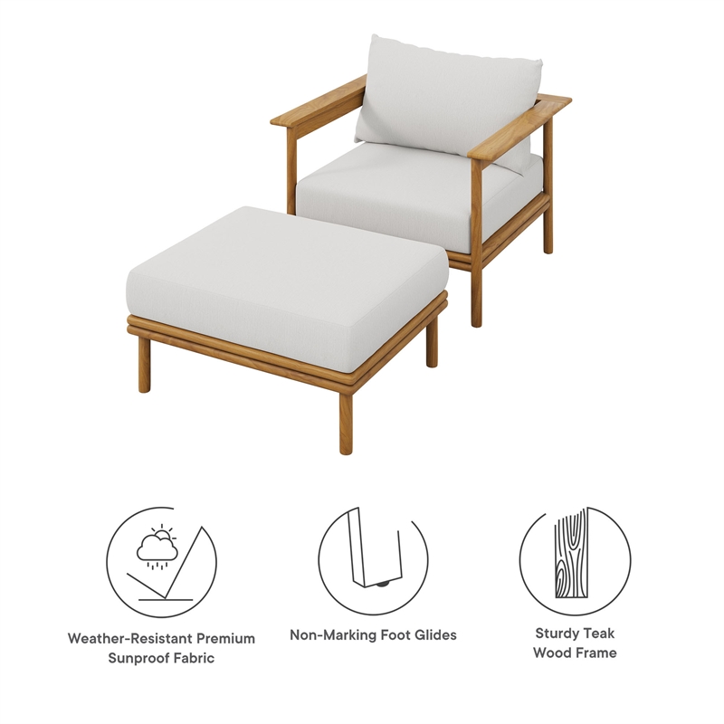 Wren Armchair and Ottoman Set in Natural Sail
