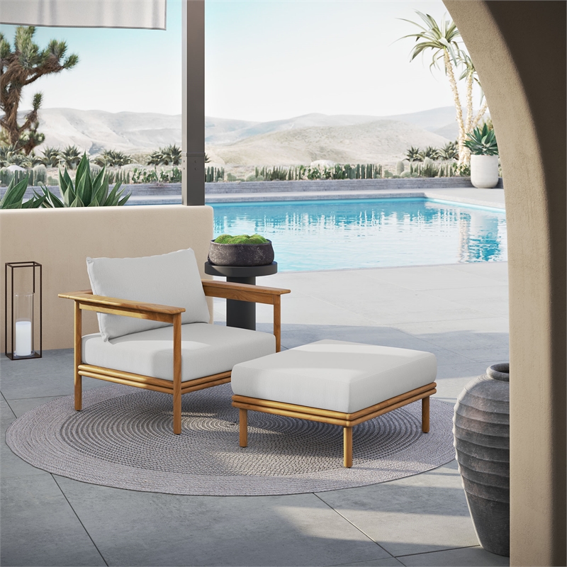 Wren Armchair and Ottoman Set in Natural Sail