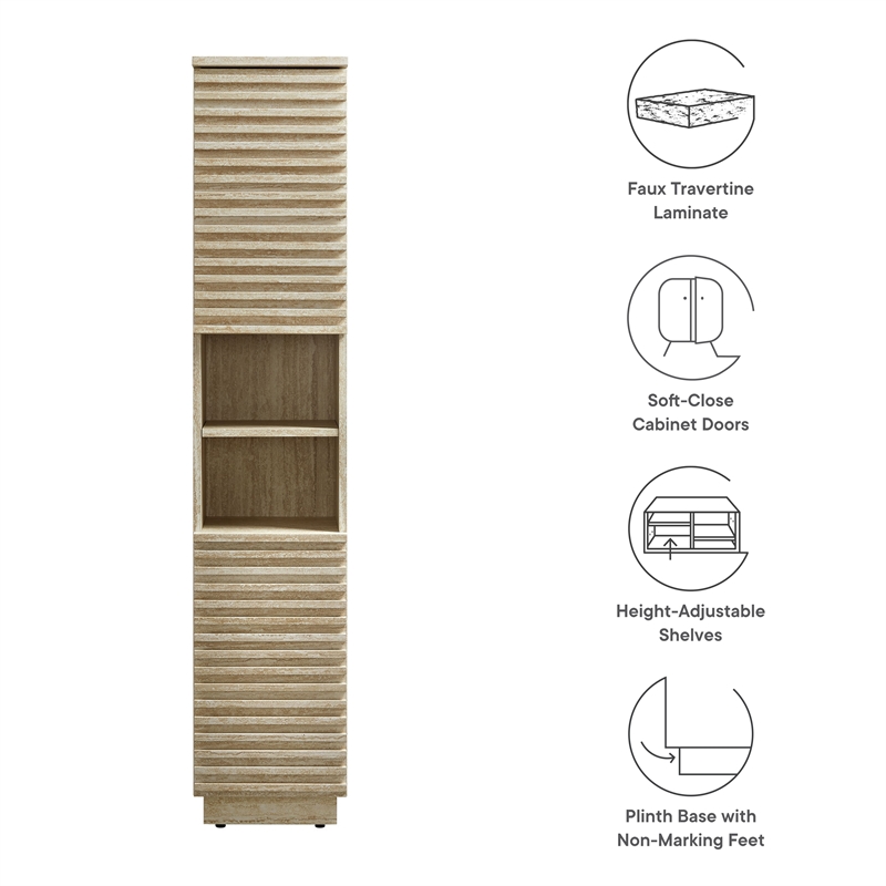 Render Linen Storage Cabinet in Travertine