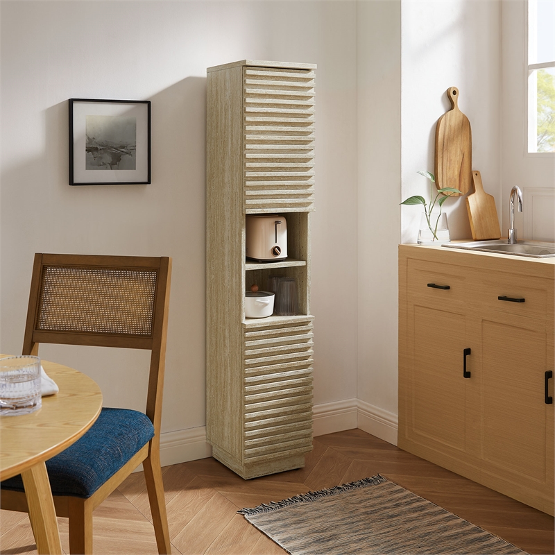Render Linen Storage Cabinet in Travertine