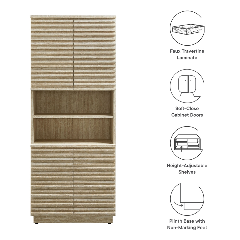 Render Linen Storage Cabinet in Travertine