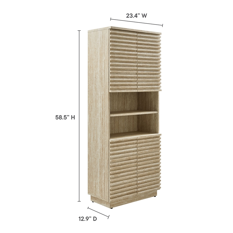 Render Linen Storage Cabinet in Travertine