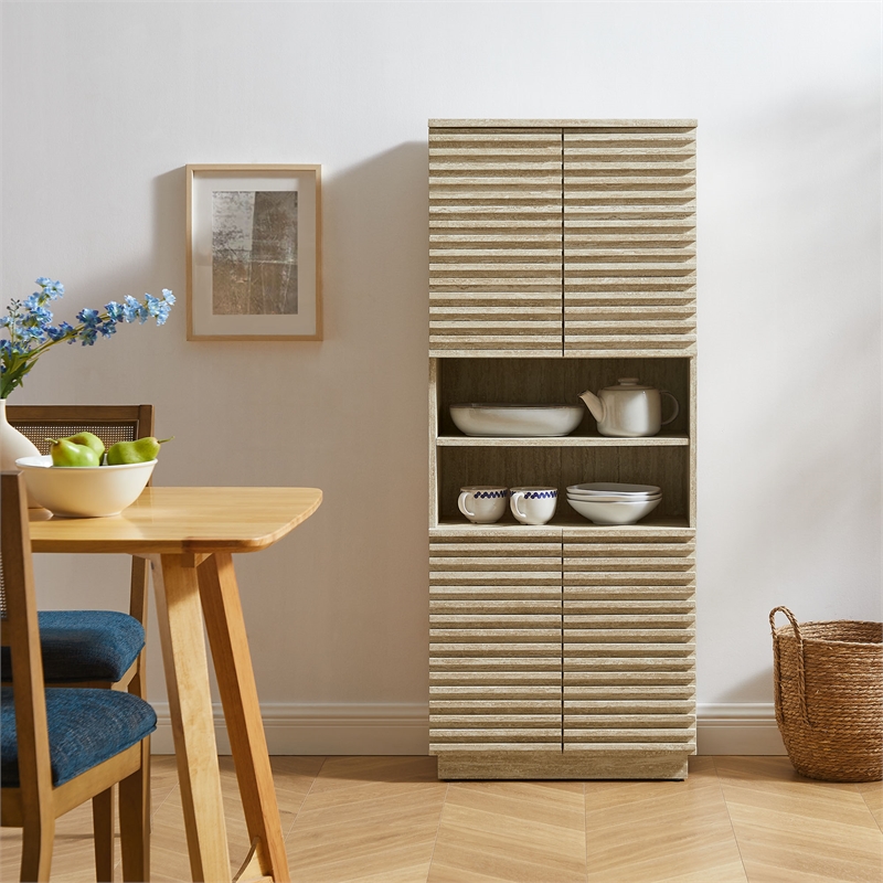 Render Linen Storage Cabinet in Travertine