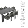 Modway Tahoe Aluminum Outdoor 9-Piece Patio Dining Set in Gray Charcoal