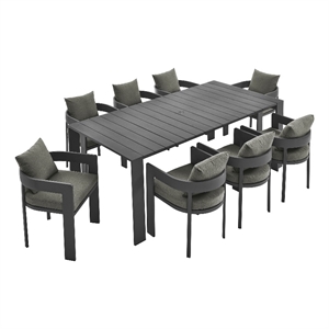 Modway Tahoe Aluminum Outdoor 9-Piece Patio Dining Set in Gray Charcoal