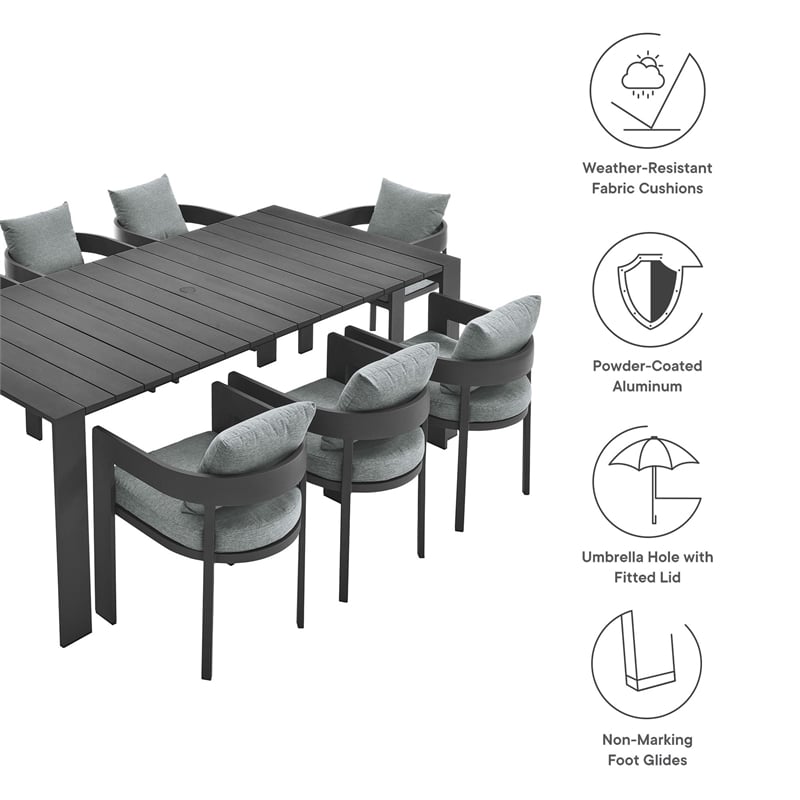Modway Tahoe Aluminum Outdoor 9-Piece Patio Dining Set in Gray/Gray