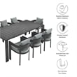 Modway Tahoe Aluminum Outdoor 9-Piece Patio Dining Set in Gray/Gray