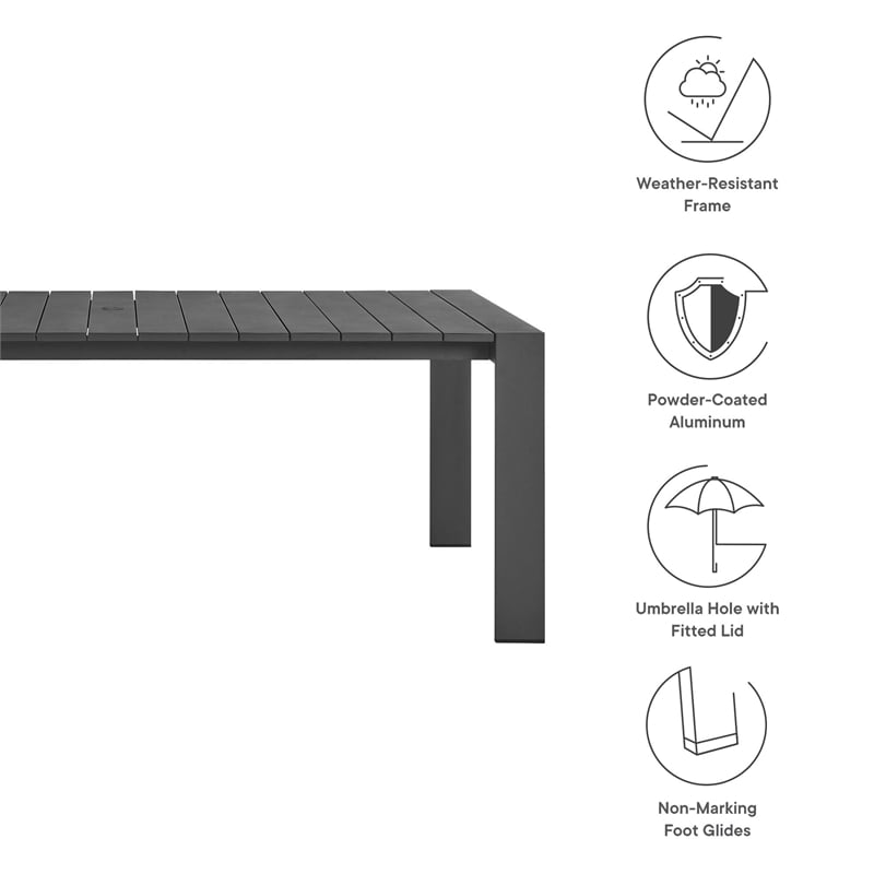 Modway Tahoe Aluminum Outdoor 9-Piece Patio Dining Set in Gray/Gray