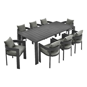 Modway Tahoe Aluminum Outdoor 9-Piece Patio Dining Set in Gray/Gray