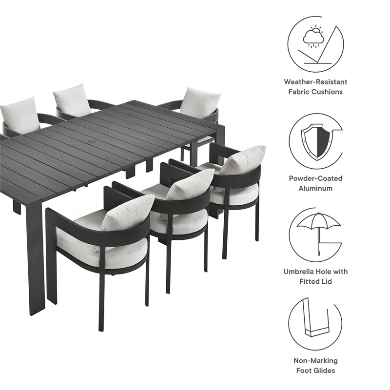 Modway Tahoe Aluminum Outdoor 9-Piece Patio Dining Set in Gray/White