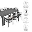 Modway Tahoe Aluminum Outdoor 9-Piece Patio Dining Set in Gray/White