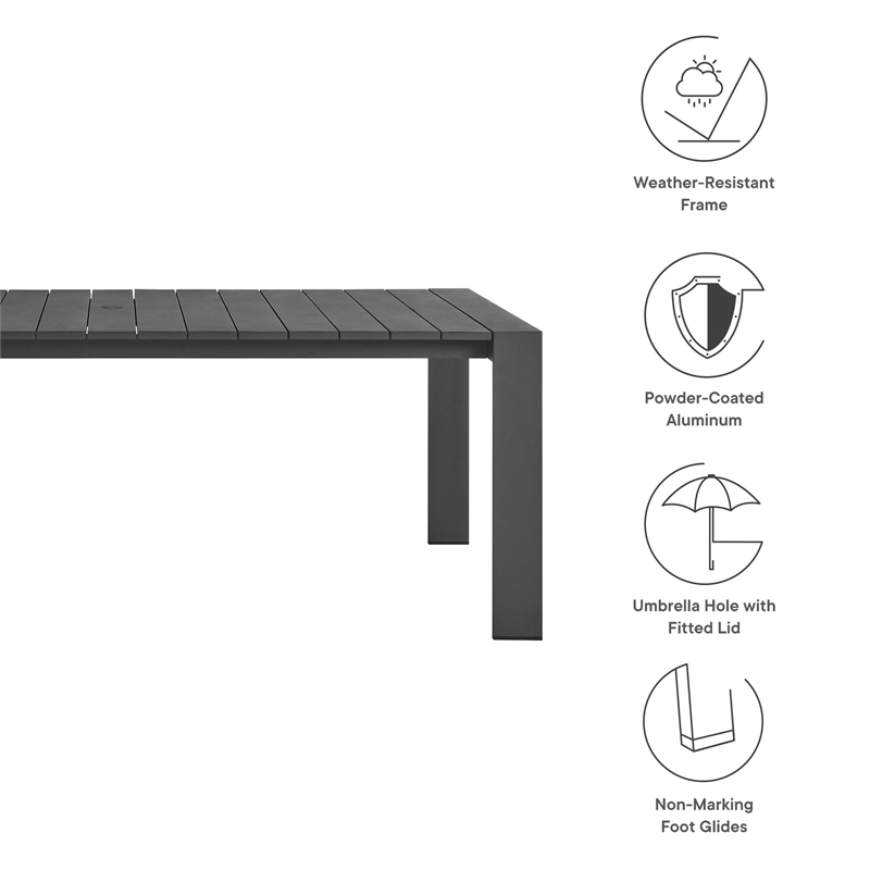 Modway Tahoe Aluminum Outdoor 9-Piece Patio Dining Set in Gray/White