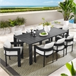 Modway Tahoe Aluminum Outdoor 9-Piece Patio Dining Set in Gray/White