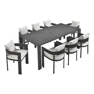 Modway Tahoe Aluminum Outdoor 9-Piece Patio Dining Set in Gray/White
