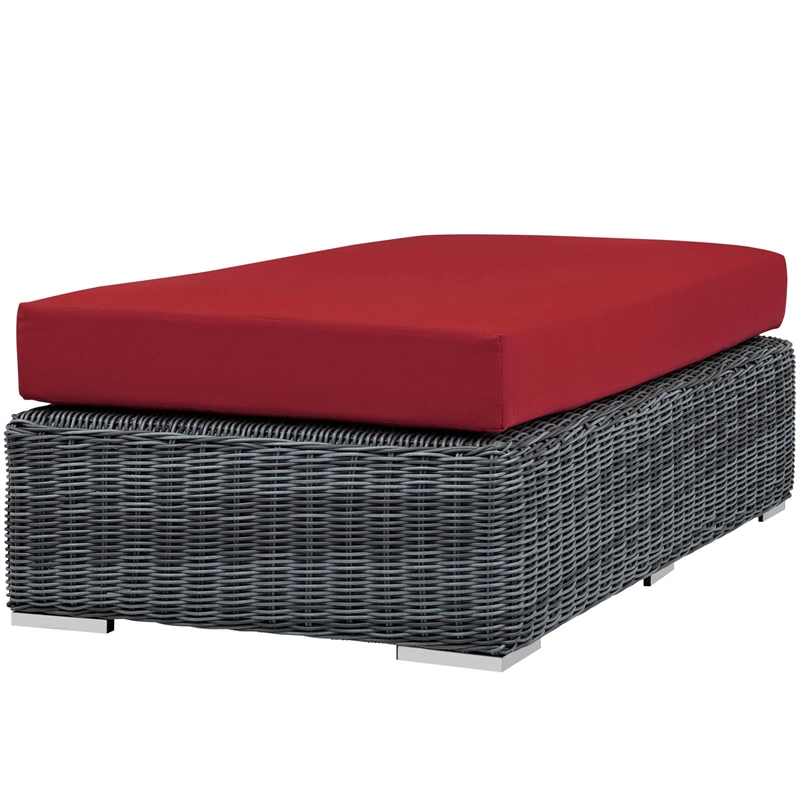 Summon Rectangle Ottoman in Canvas Red