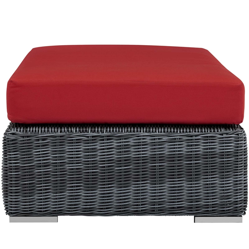 Summon Rectangle Ottoman in Canvas Red