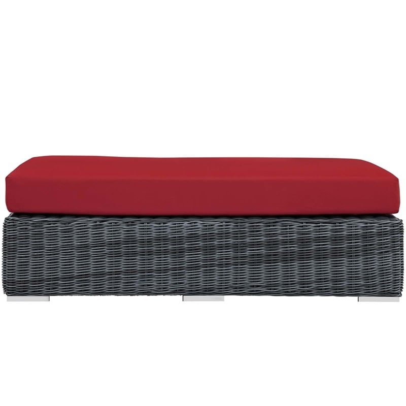 Summon Rectangle Ottoman in Canvas Red