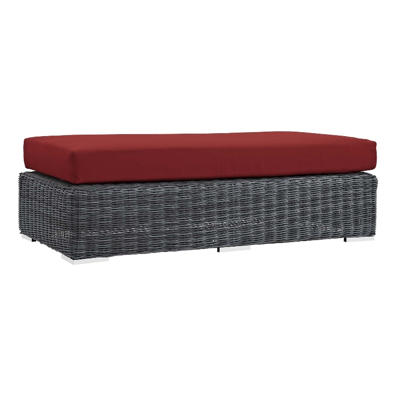 Summon Rectangle Ottoman in Canvas Red