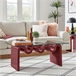 Modway Ondine Unique Wave Shaped Tempered Glass Coffee Table in Spiced Apple