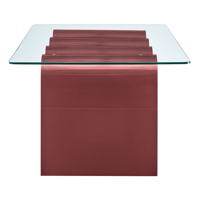 Modway Ondine Unique Wave Shaped Tempered Glass Coffee Table in Spiced Apple