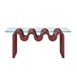 Modway Ondine Unique Wave Shaped Tempered Glass Coffee Table in Spiced Apple
