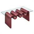 Modway Ondine Unique Wave Shaped Tempered Glass Coffee Table in Spiced Apple