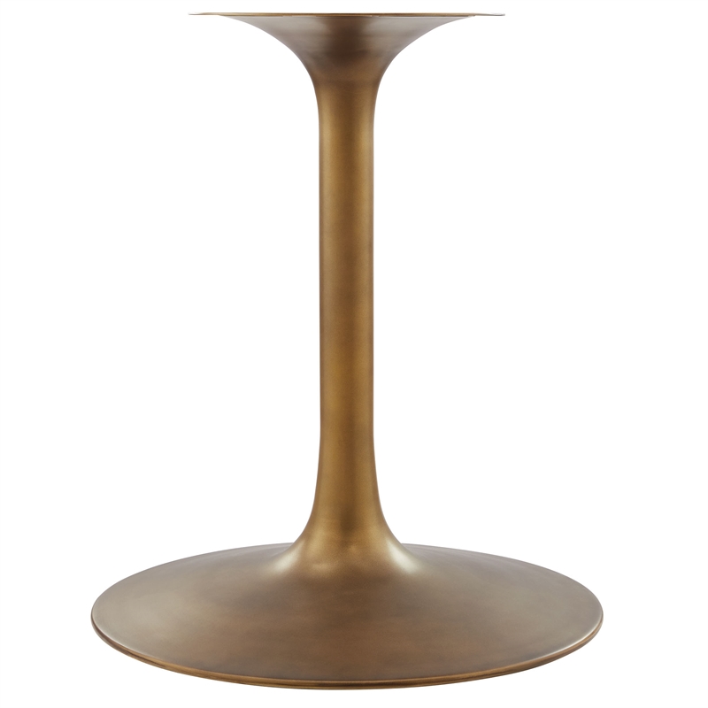 Modway Lippa Dining Table with Powder-Coated Metal Pedestal Base in Brass Walnut