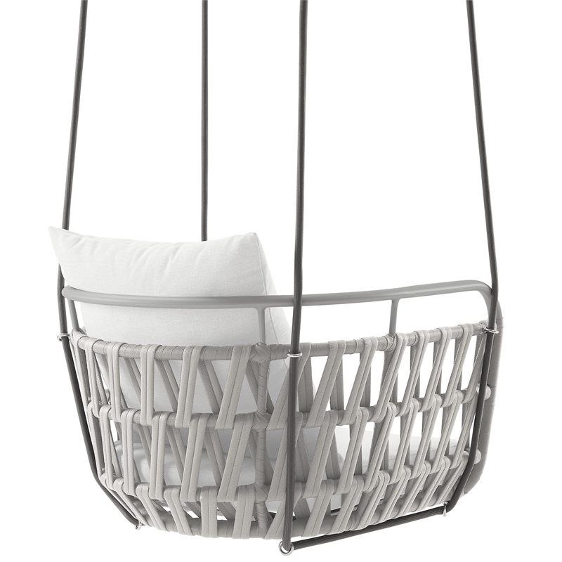 Kaliah Swing Chair in Light Gray White