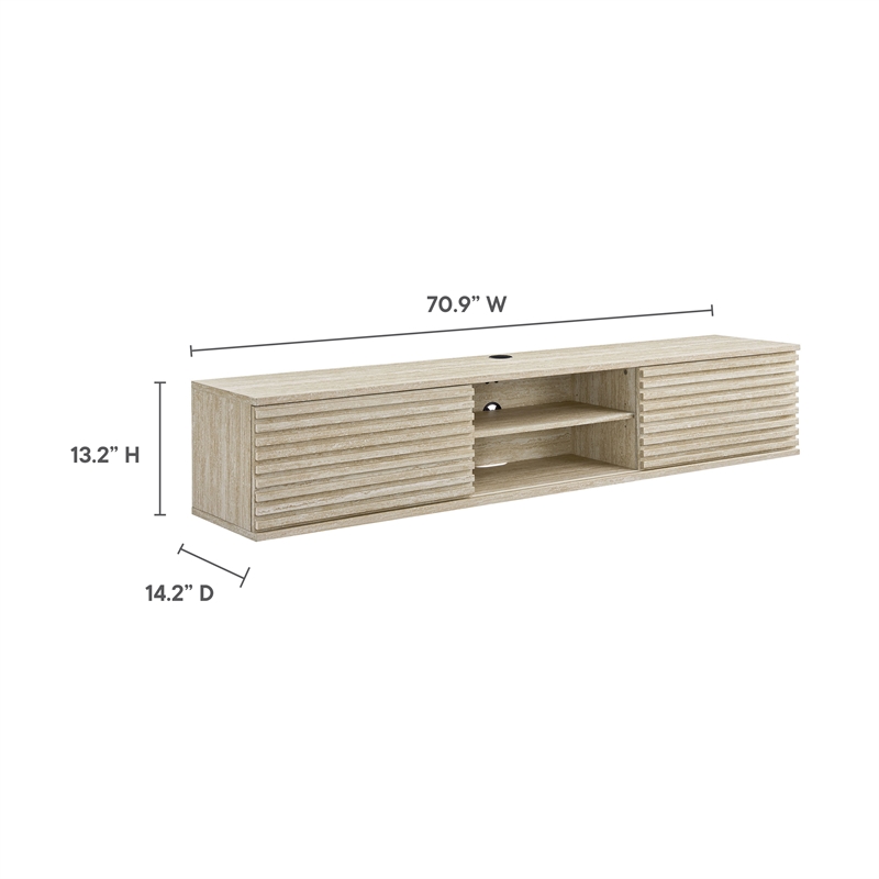 Render Wall-Mount Media Console TV Stand in Travertine