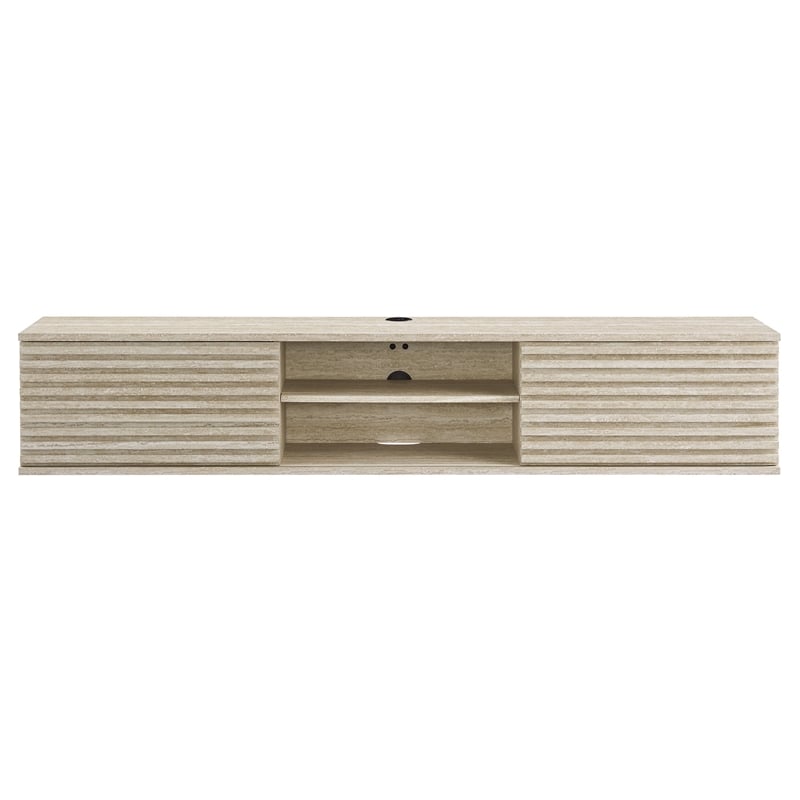 Render Wall-Mount Media Console TV Stand in Travertine