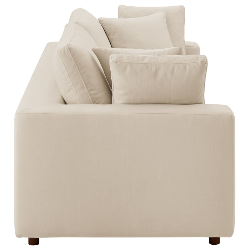 Modway Commix Down Filled Overstuffed Sleeper Sofa w/Throw Pillows - Light Beige
