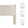 Modway Rael Performance Velvet Upholstered Twin Headboard in Alabaster