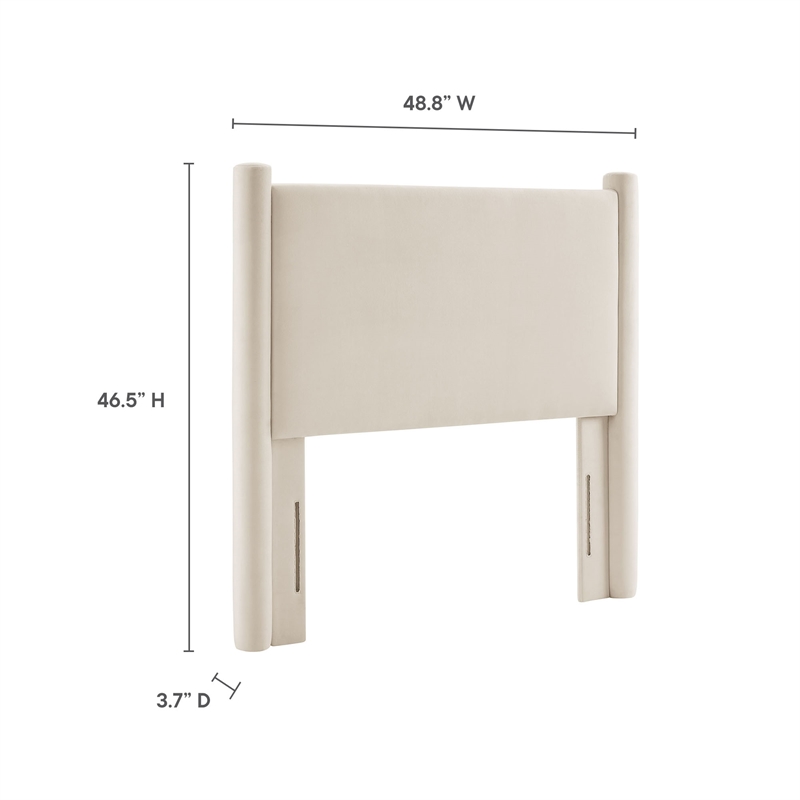 Modway Rael Performance Velvet Upholstered Twin Headboard in Alabaster