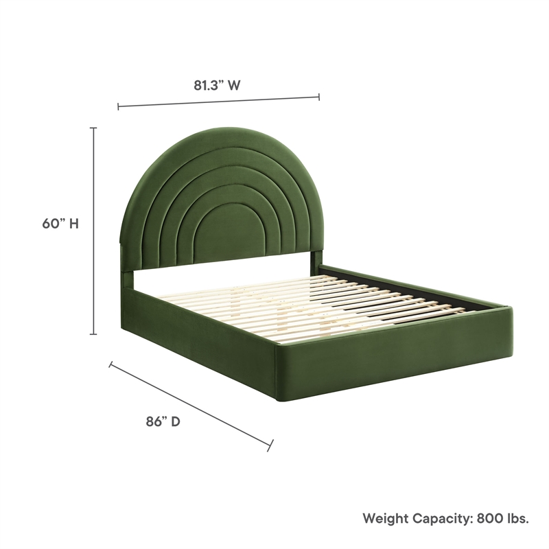 Solana King Platform Bed in Moss Green