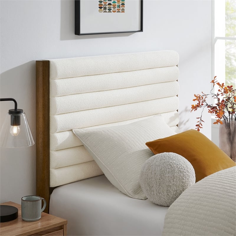 Olea Twin Platform Bed in Feather Walnut