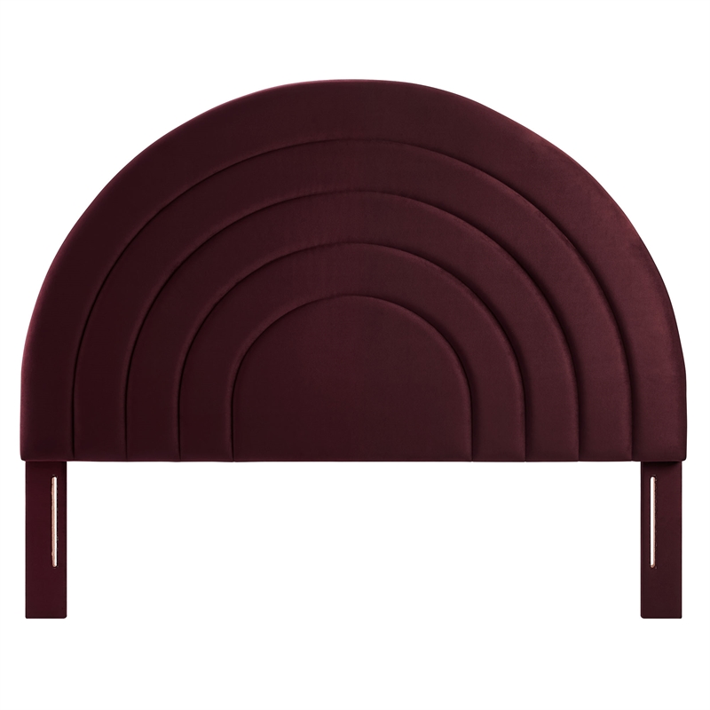 Modway Solana Arched Performance Velvet Upholstered Queen Headboard in Mulberry