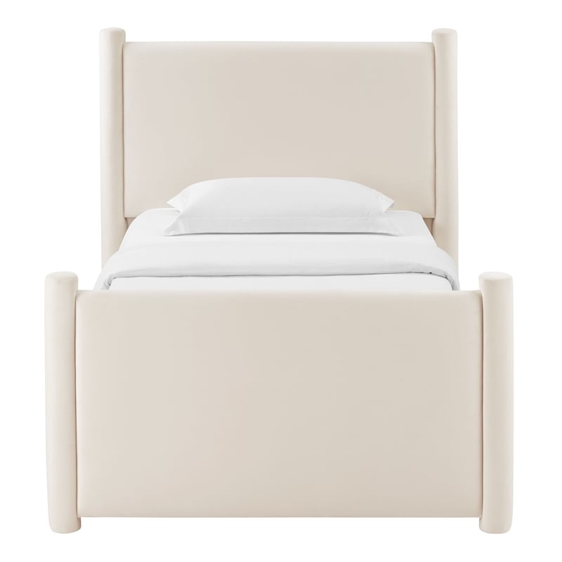 Modway Rael Performance Velvet Upholstered Twin Platform Bed in Alabaster