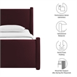 Modway Rael Performance Velvet Upholstered Twin Platform Bed in Mulberry